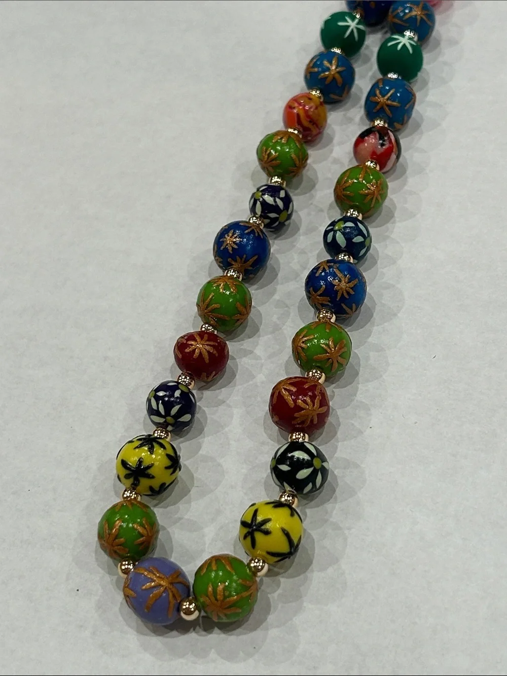 Vintage Multicolor Floral neon glow in the dark 80s party Bead boho 22” Necklace